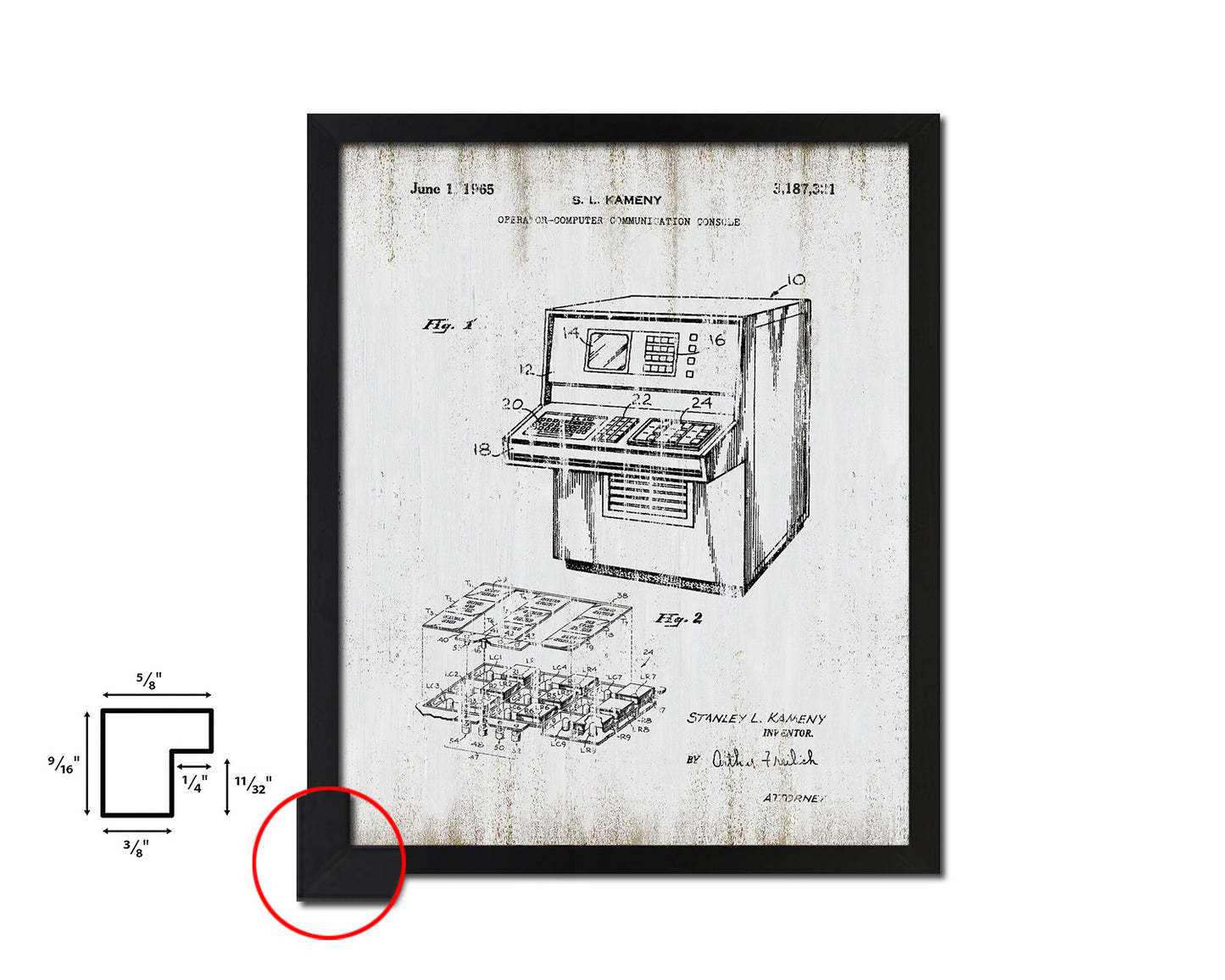 Operator Communication Console Computer Vintage Patent Artwork Black Frame Print Gifts