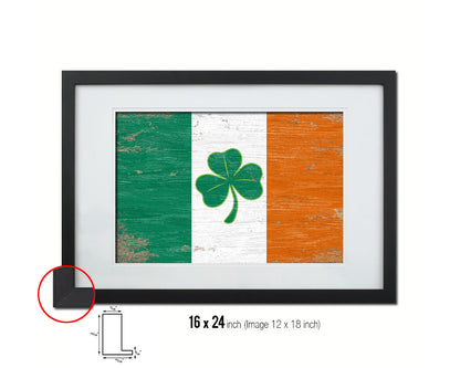 Ireland Saint Patrick Shabby Chic Military Flag Framed Print Decor Wall Art Gifts