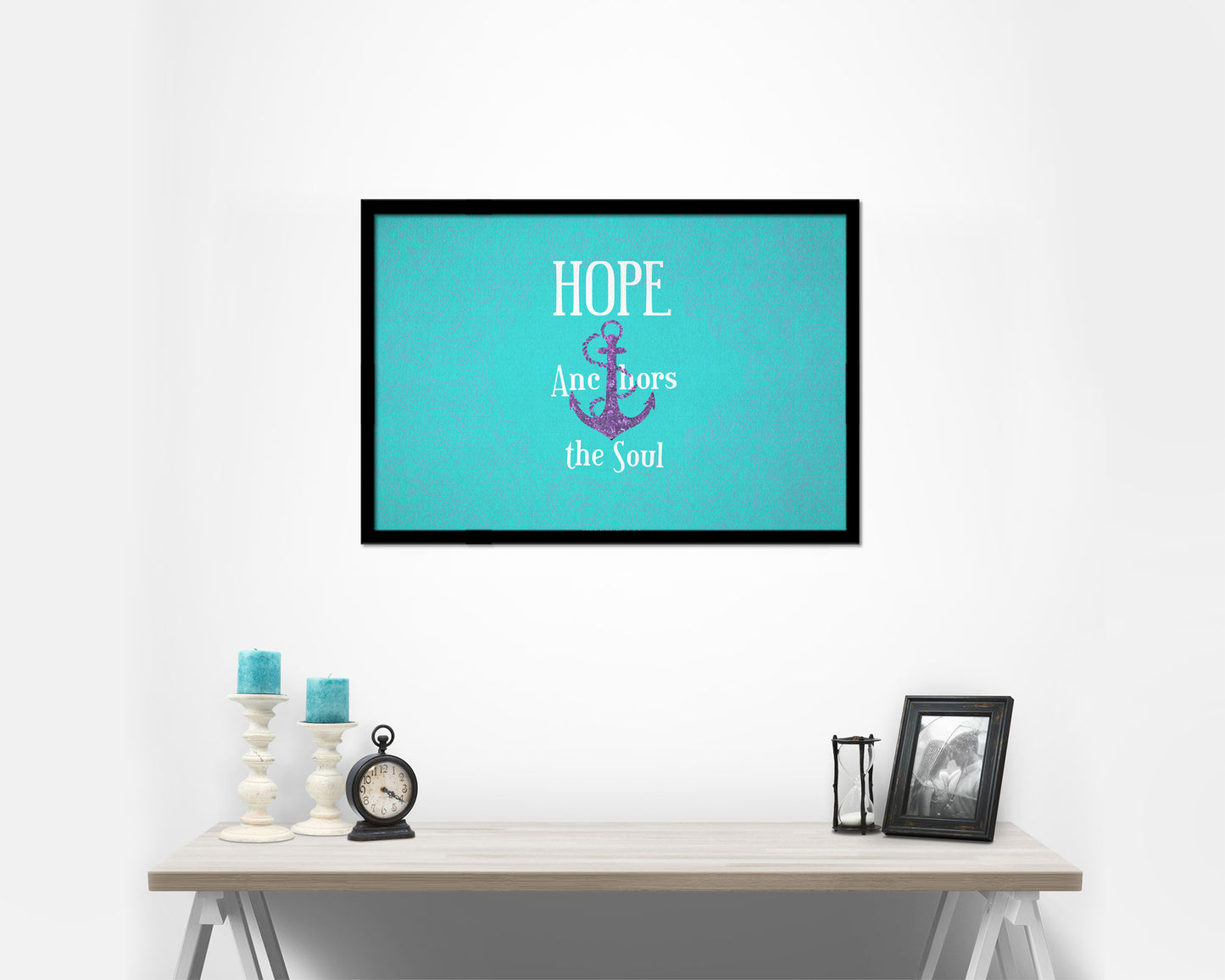 Hope anchors the soul, Hebrews 6:19 Bible Verse Scripture Framed Print Wall Decor Art Gifts