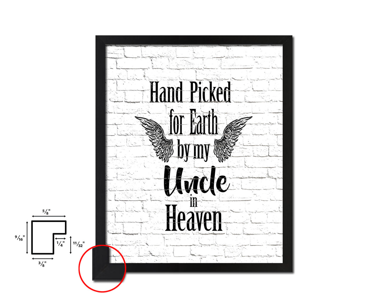 Hand picked for earth by our uncle in heaven Quote Framed Print Wall Art Decor Gifts