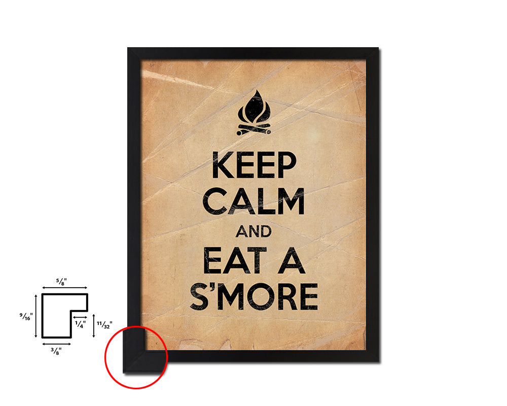 Keep calm and eat a smore Quote Paper Artwork Framed Print Wall Decor Art