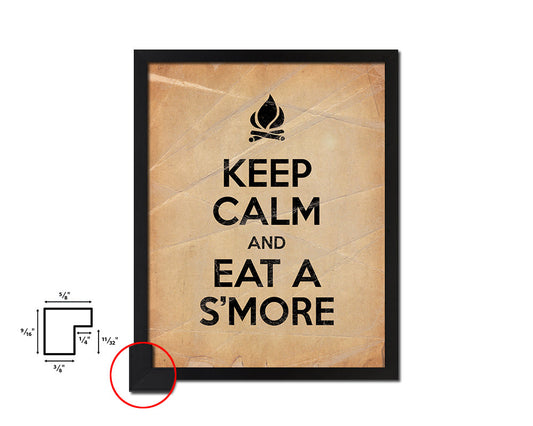Keep calm and eat a smore Quote Paper Artwork Framed Print Wall Decor Art