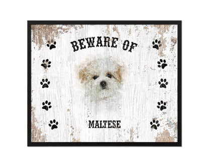 Beware of Jindo Sign Wood Framed Print Wall Art Decor Gifts
