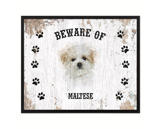 Beware of Jindo Sign Wood Framed Print Wall Art Decor Gifts