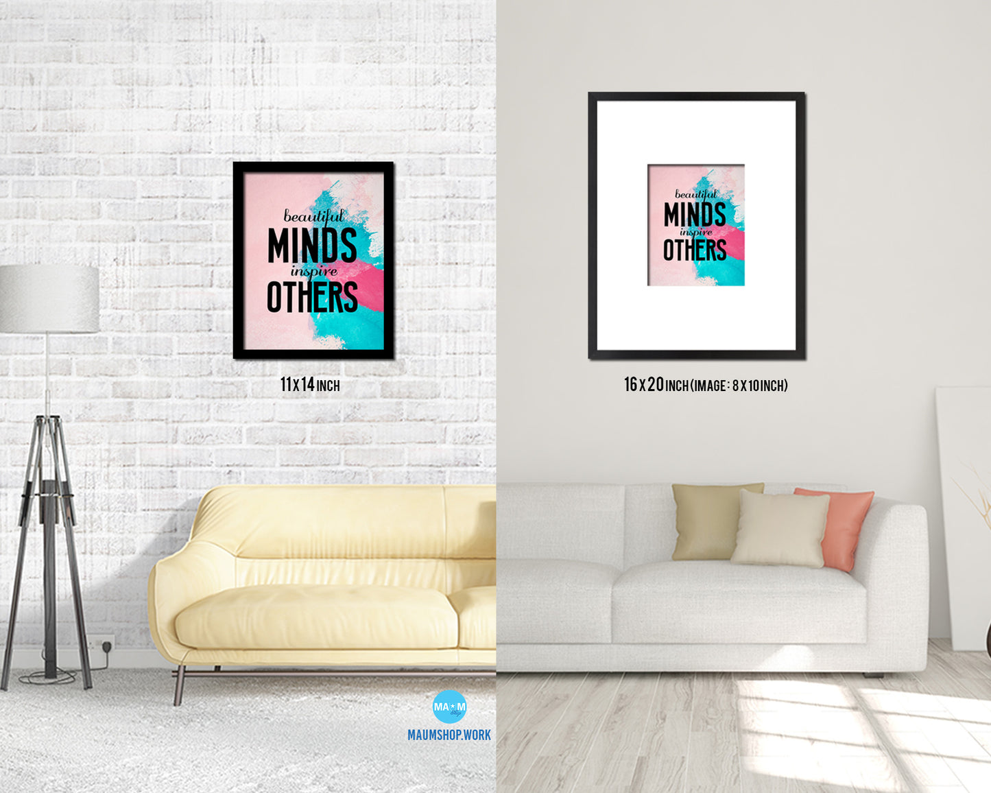 Beautiful minds inspire others Quote Framed Print Wall Decor Art Gifts