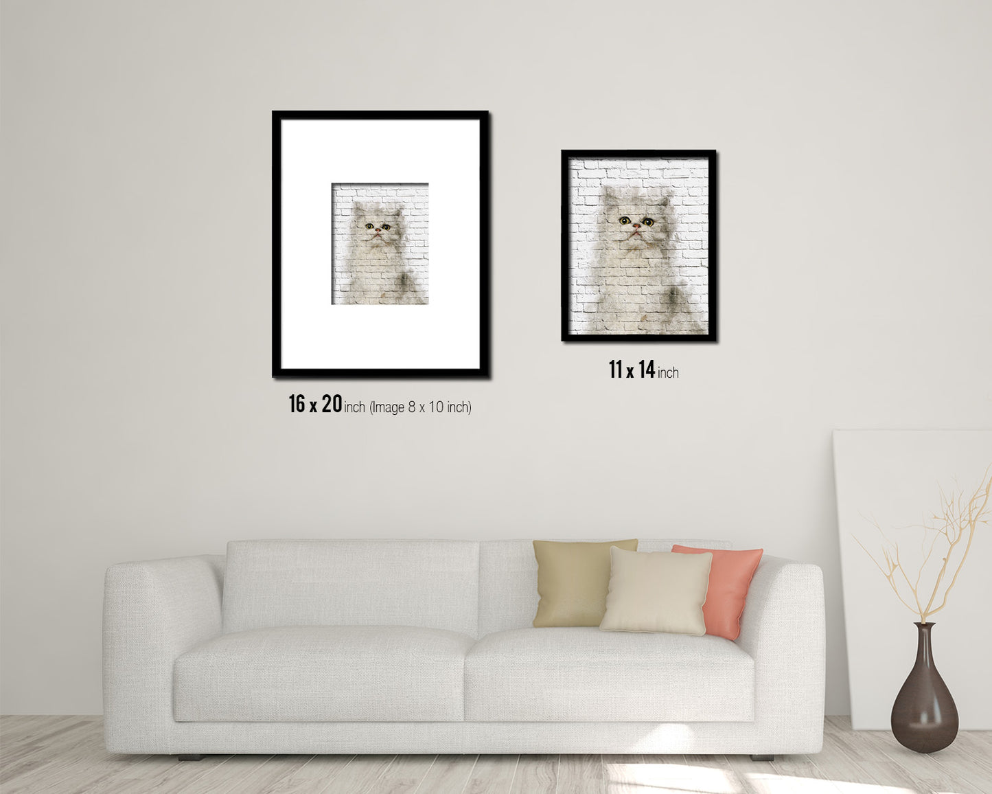 Persian Cat Kitten Portrait Framed Print Pet Home Decor Custom Watercolor Wall Art Gifts