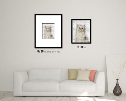 Persian Cat Kitten Portrait Framed Print Pet Home Decor Custom Watercolor Wall Art Gifts