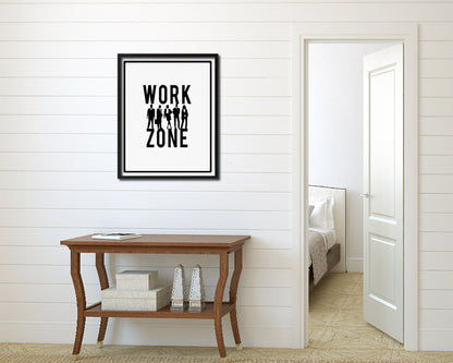 Work Zone Notice Danger Sign Framed Print Home Decor Wall Art Gifts