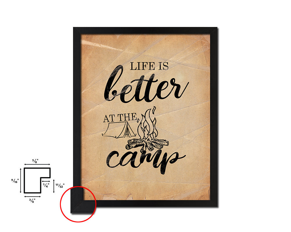 Life is better at the camp Quote Paper Artwork Framed Print Wall Decor Art