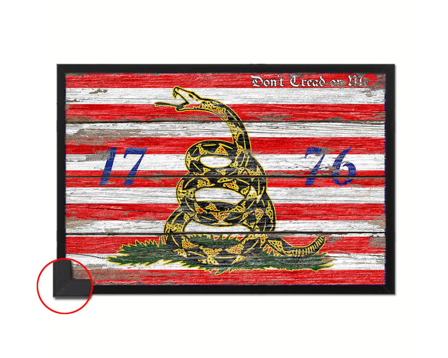 First Navy Jack Don't Tread On Me 1776 Tea Party Wood Rustic Flag Framed Print Art