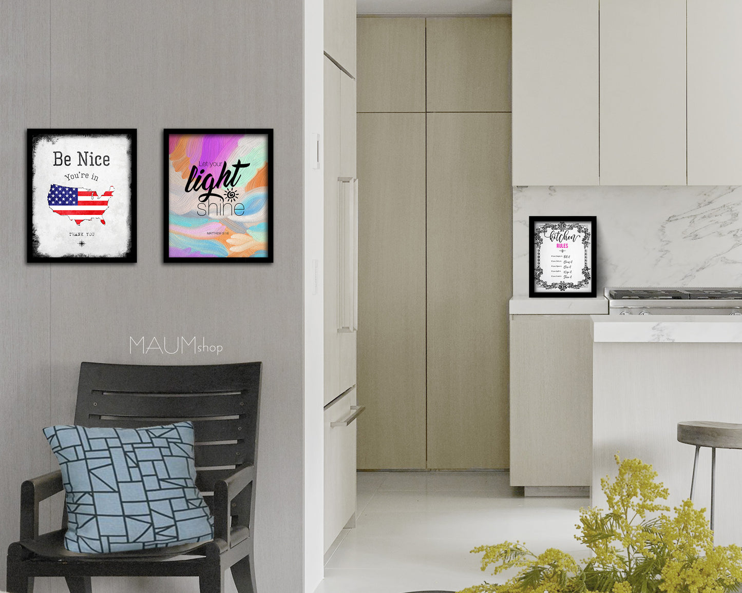 Let your light shine, Matthew 5:16 Bible Verse Scripture Framed Print Wall Decor Art Gifts