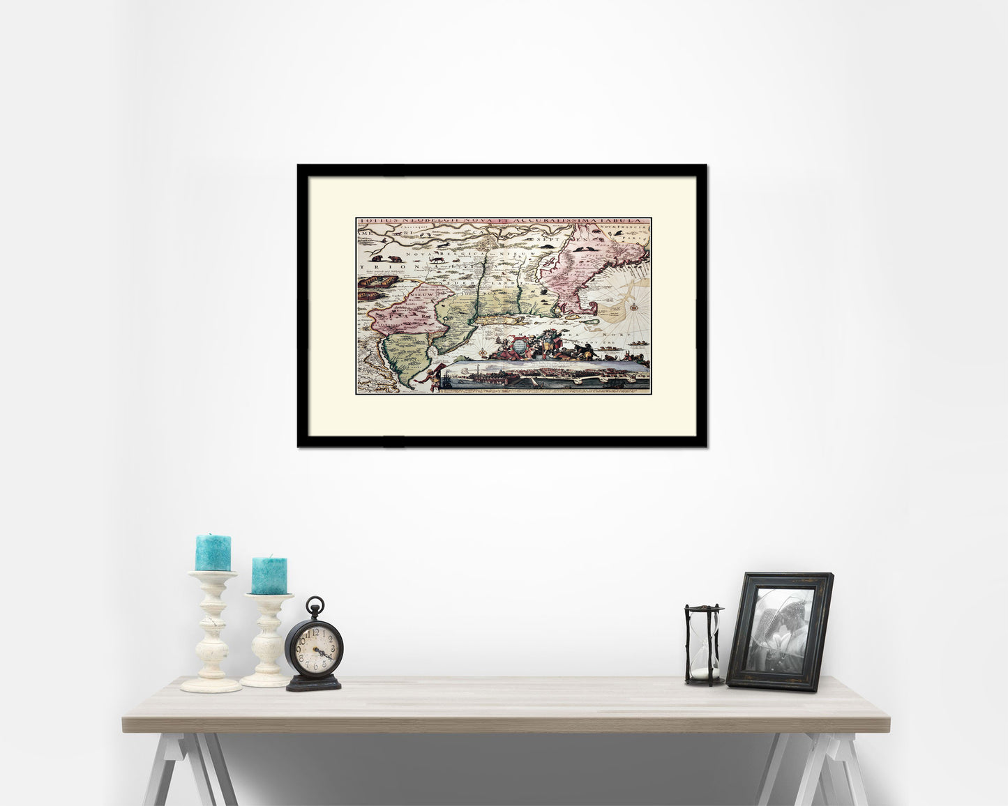 New England Carel Allard Amsterdam 1700 Old Map Framed Print Art Wall Decor Gifts