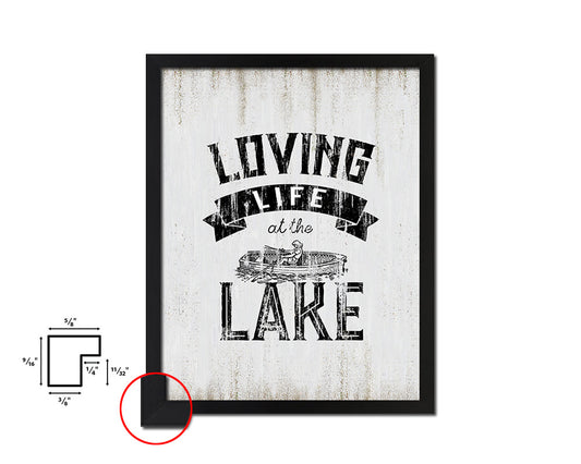 Loving life the lake Quote Wood Framed Print Wall Decor Art