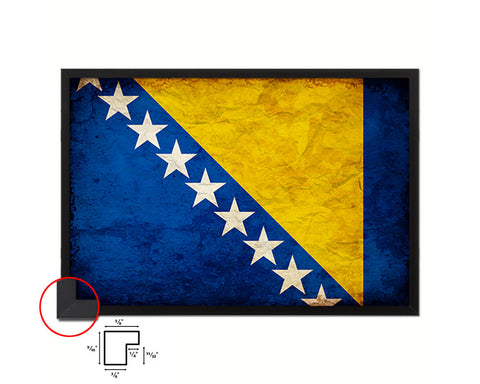 Bosnia Country Vintage Flag Wood Framed Print Wall Art Decor Gifts