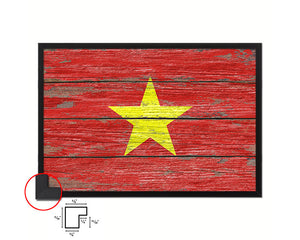 Vietnam Country Wood Rustic National Flag Wood Framed Print Wall Art Decor Gifts