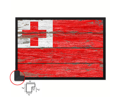Tonga Country Wood Rustic National Flag Wood Framed Print Wall Art Decor Gifts