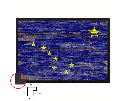 Alaska State Rustic Flag Wood Framed Paper Prints Wall Art Decor Gifts