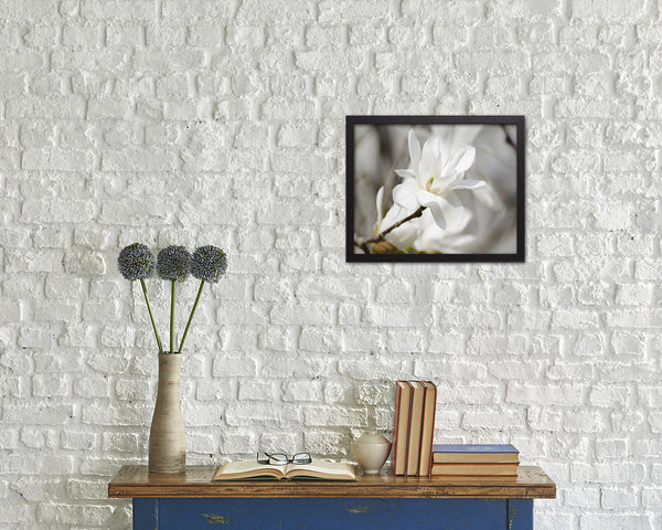 Magnolia White Flower Wood Framed Paper Print Wall Decor Art Gifts