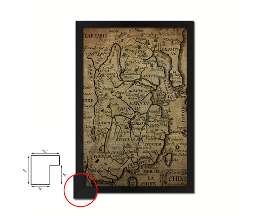 China Vintage Map Wood Framed Print Art Wall Decor Gifts