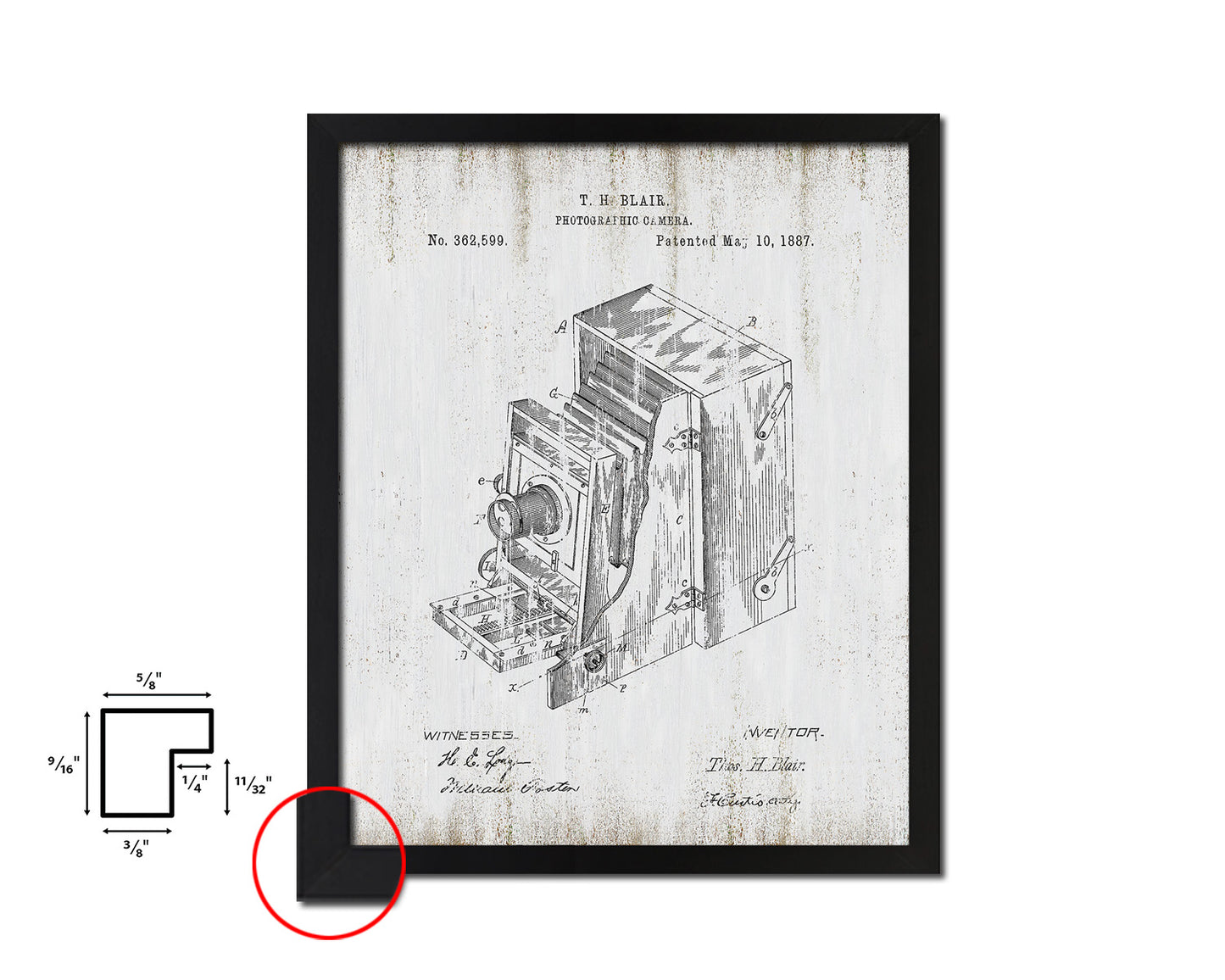 Blair Photographic Camera Vintage Patent Artwork Black Frame Print Wall Art Decor Gifts