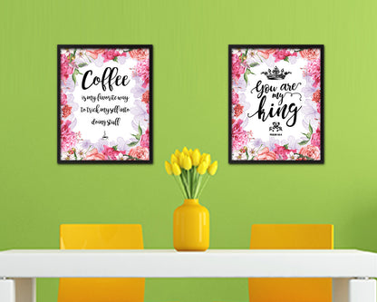 Coffee is my favorite way to trick myself into doing stuff Quote Framed Artwork Print Wall Decor Art Gifts