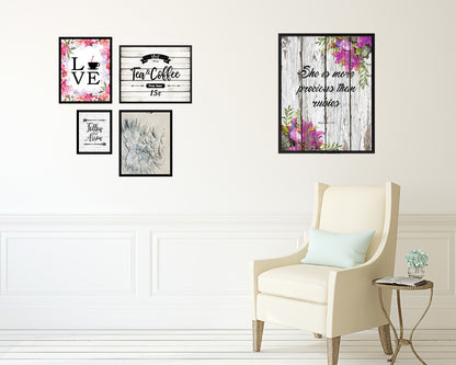 She is more precious than rubies, Proverbs 3:5 Quote Framed Print Home Decor Wall Art Gifts