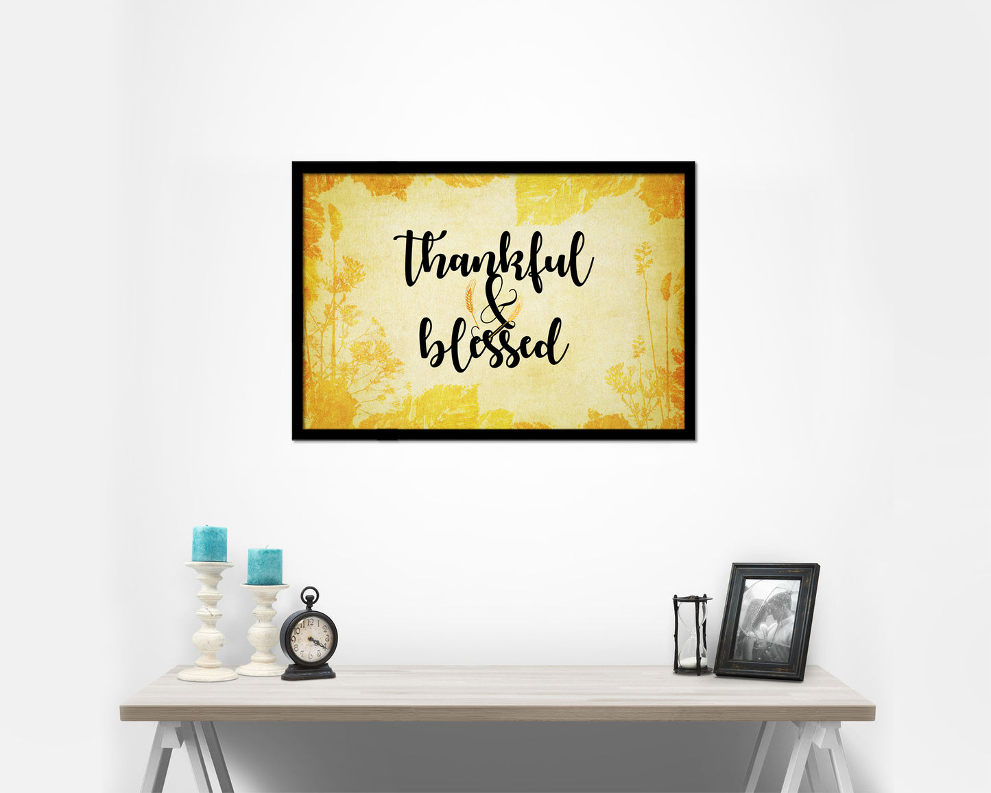Thankful & Blessed Quote Framed Print Wall Decor Art Gifts