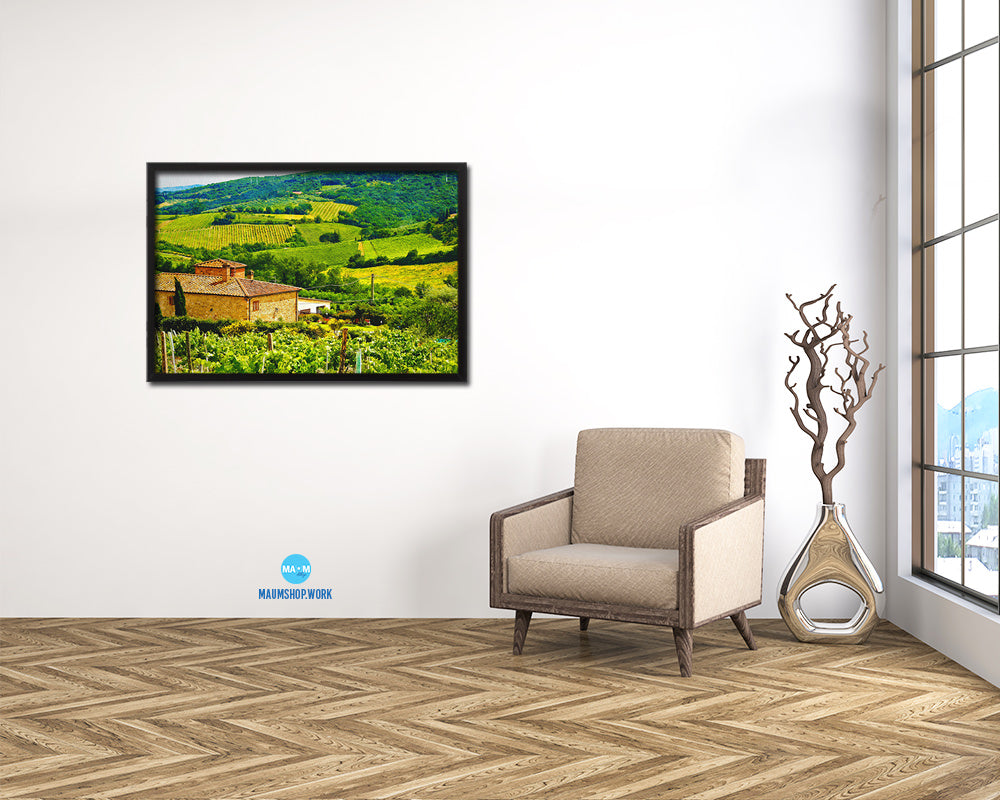 Tuscany, Italy Vineyards Artwork Painting Print Art Frame Home Wall Decor Gifts