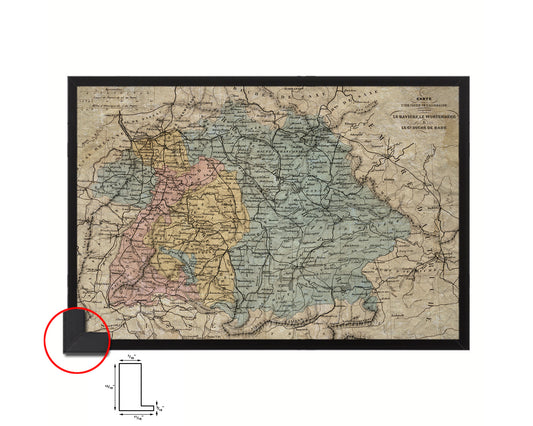 Bavaria Germany Historical Map Framed Print Art Wall Decor Gifts