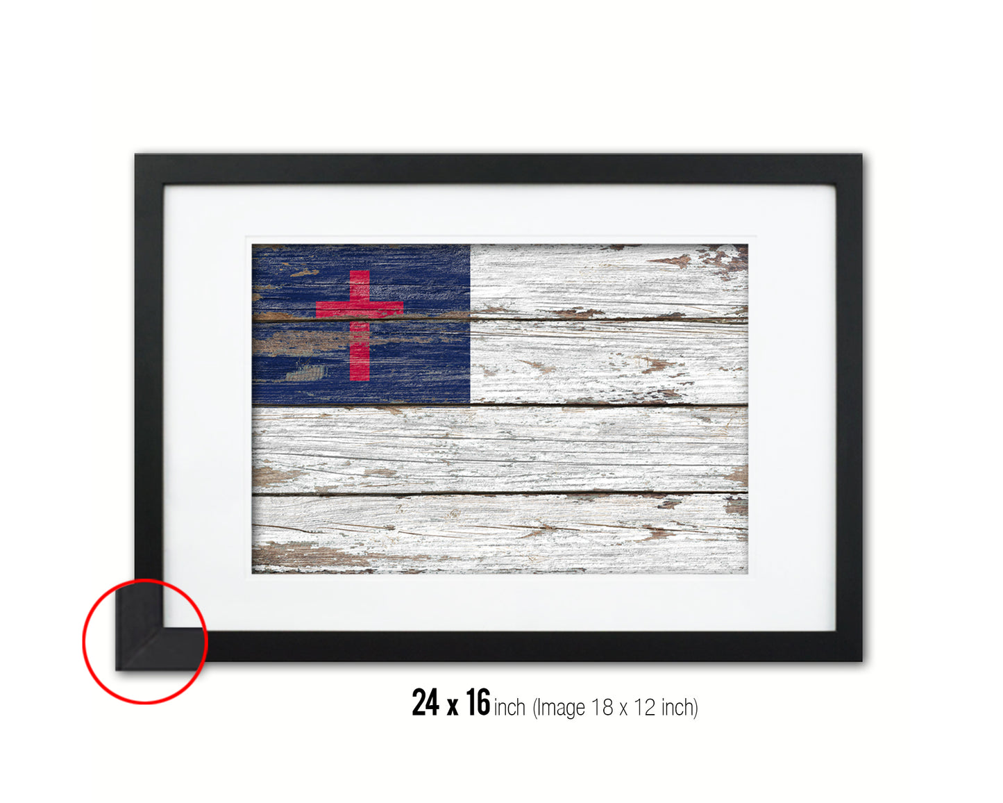 Kayso Christian Religious Wood Rustic Flag Wood Framed Print Wall Art Decor Gifts