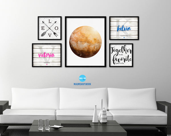 Mars Planet Prints Watercolor Solar System Wood Framed Paper Print Wall Art Decor Gifts