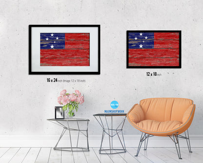 Western Samoa Country Wood Rustic National Flag Wood Framed Print Wall Art Decor Gifts