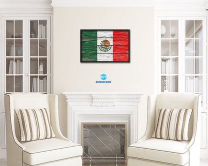 Mexico Country Wood Rustic National Flag Wood Framed Print Wall Art Decor Gifts