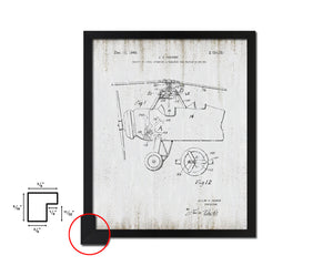 Remote Control Flying Machines Propeller Airplane Vintage Patent Artwork Black Frame Print Gifts