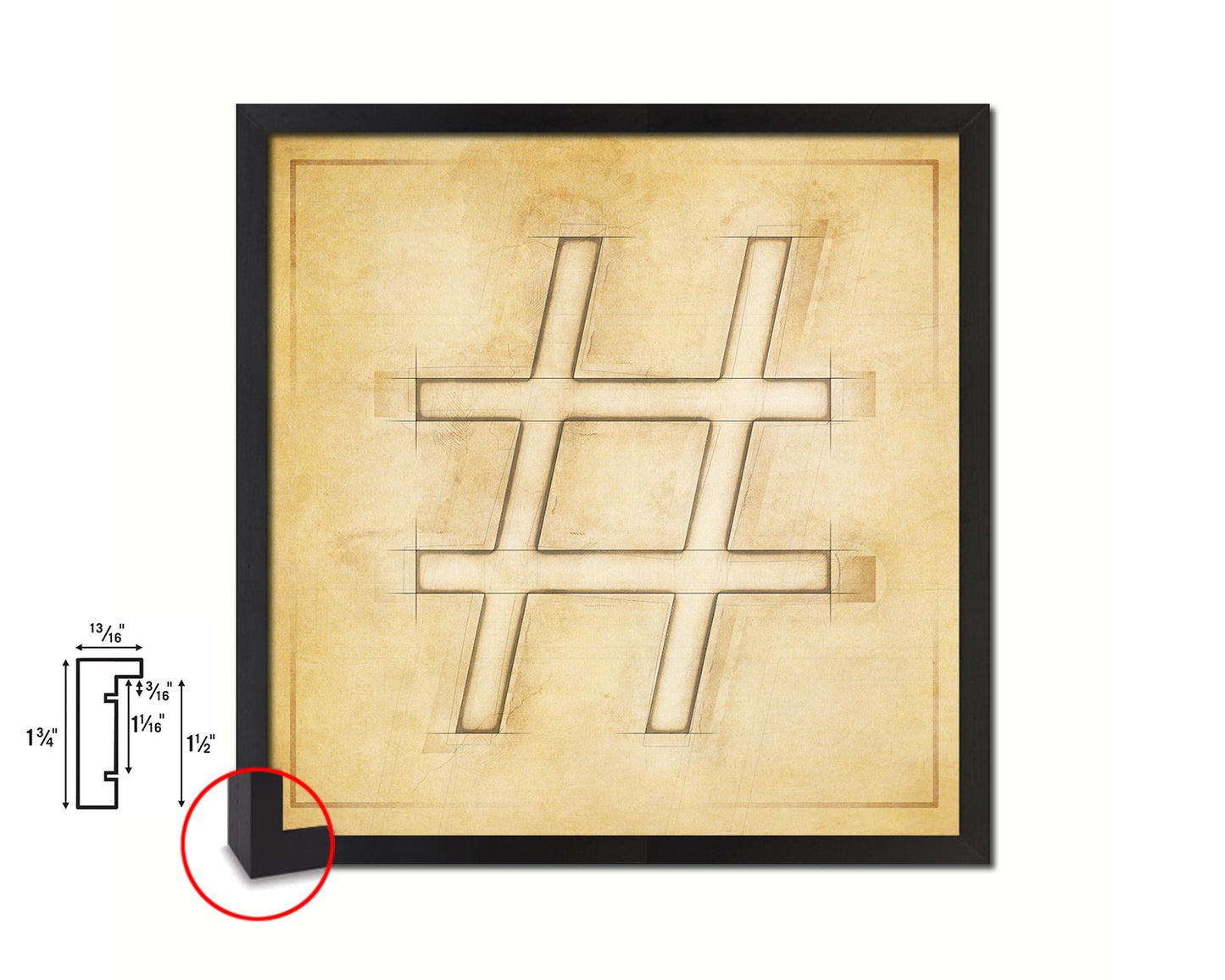 Hashtag Punctuation Symbol Framed Print Home Decor Wall Art English Teacher Gifts