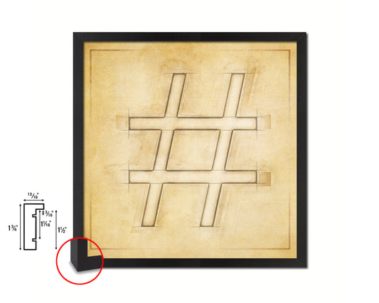 Hashtag Punctuation Symbol Framed Print Home Decor Wall Art English Teacher Gifts