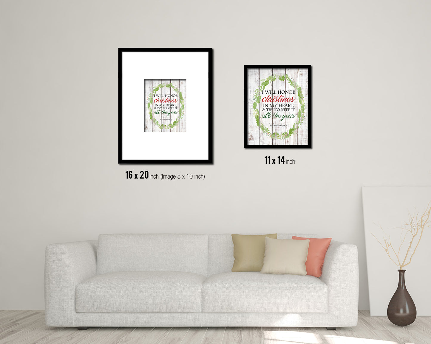 I will honor Christmas in my heart White Wash Quote Framed Print Wall Decor Art