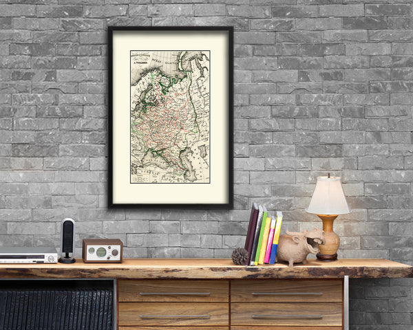 Russia Old Map Wood Framed Print Art Wall Decor Gifts