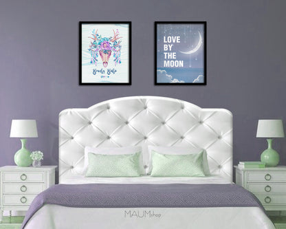 Love by the moon Quote Framed Print Wall Decor Art Gifts