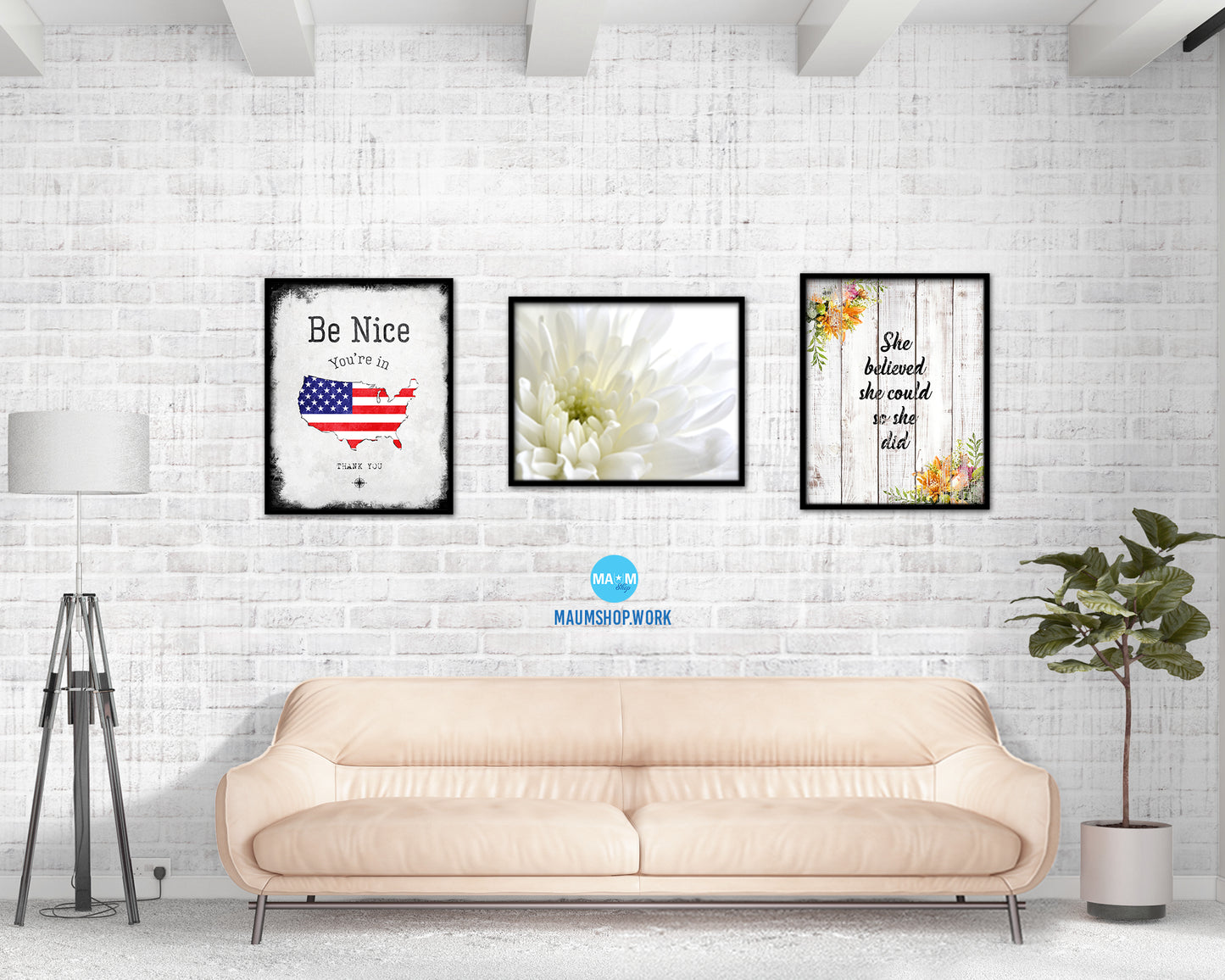 Chrysanthemum White Flower Wood Framed Paper Print Wall Decor Art Gifts