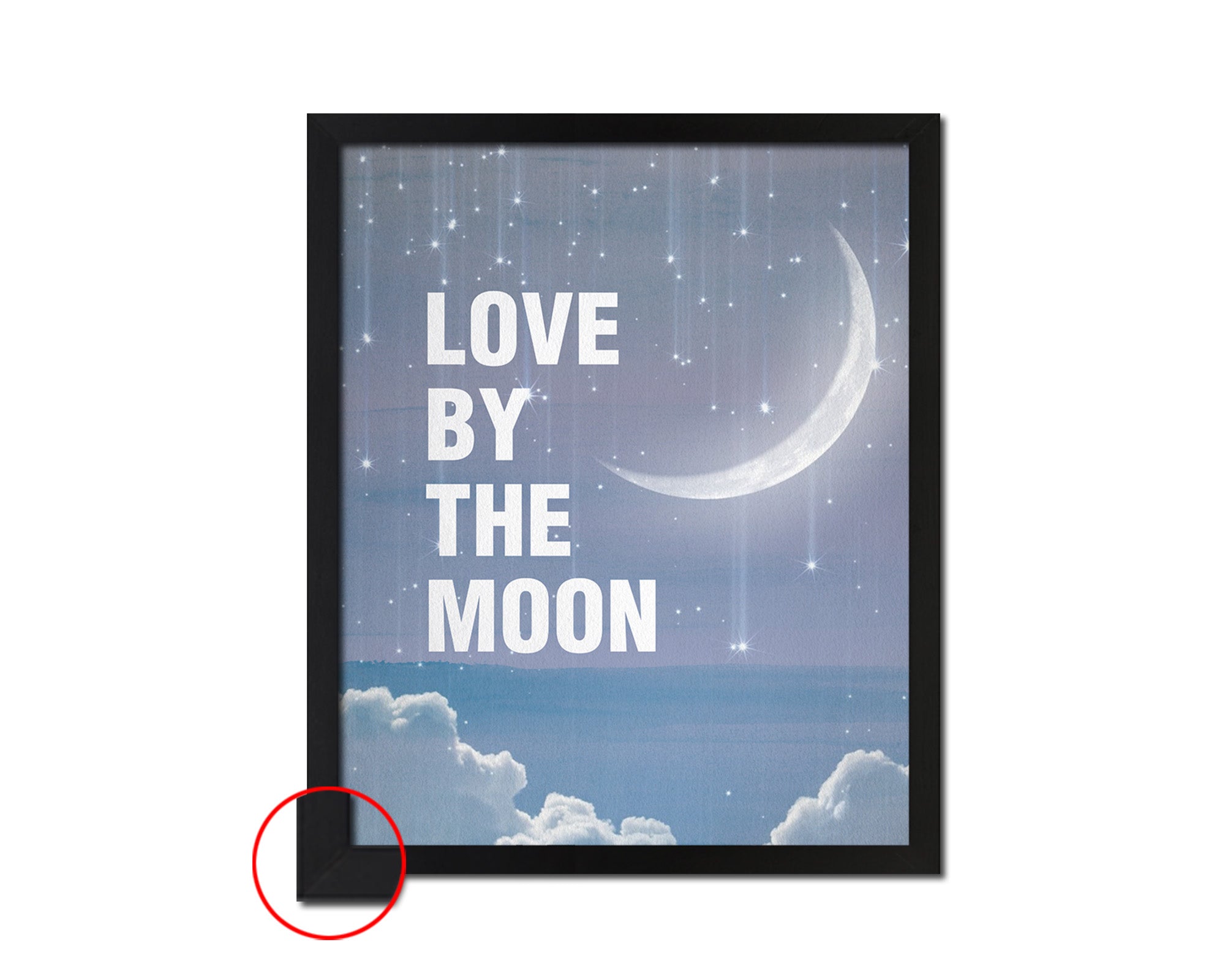 Love by the moon Quote Framed Print Wall Decor Art Gifts