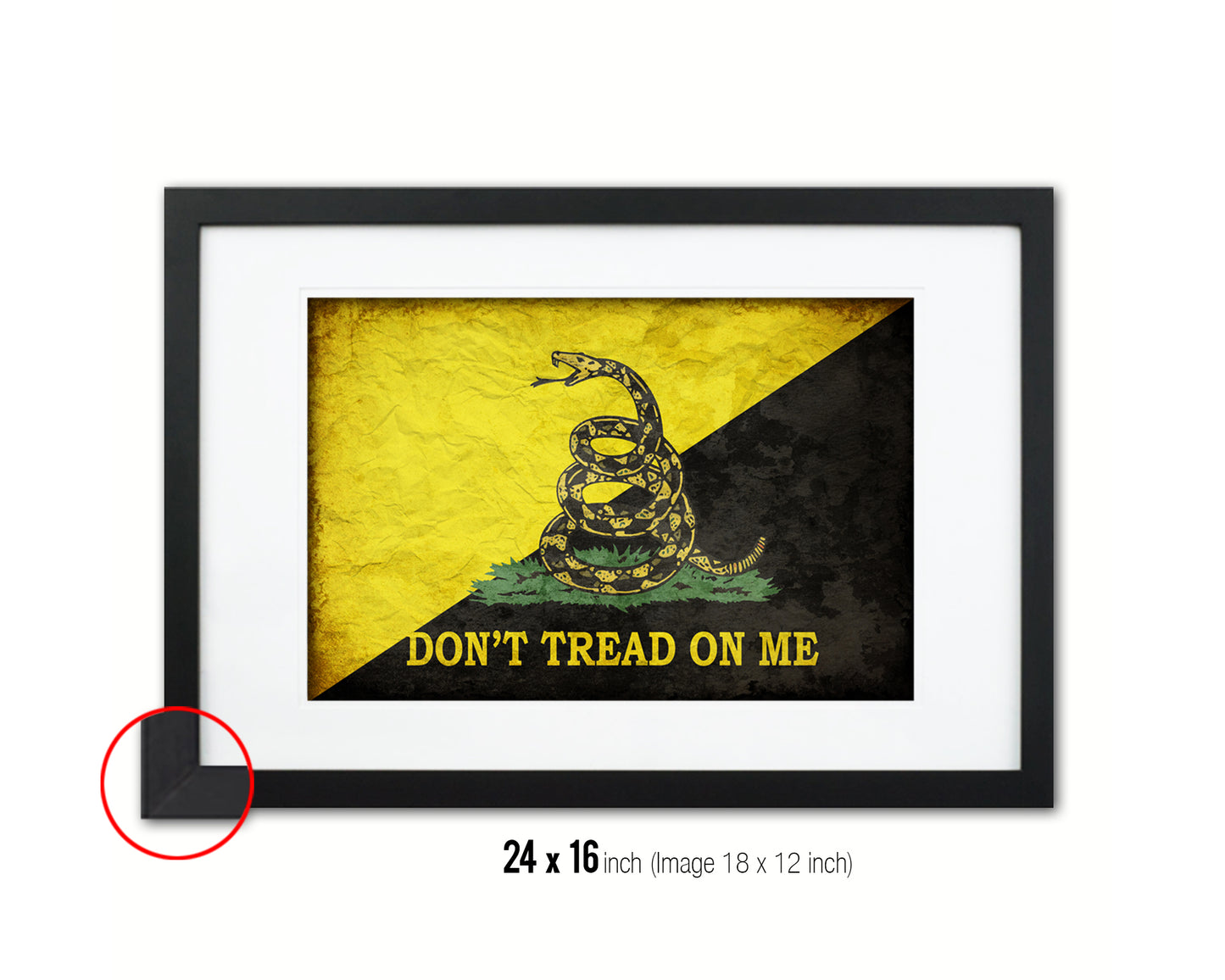 Don't Tread on Me Vintage Military Flag Framed Print Sign Decor Wall Art Gifts
