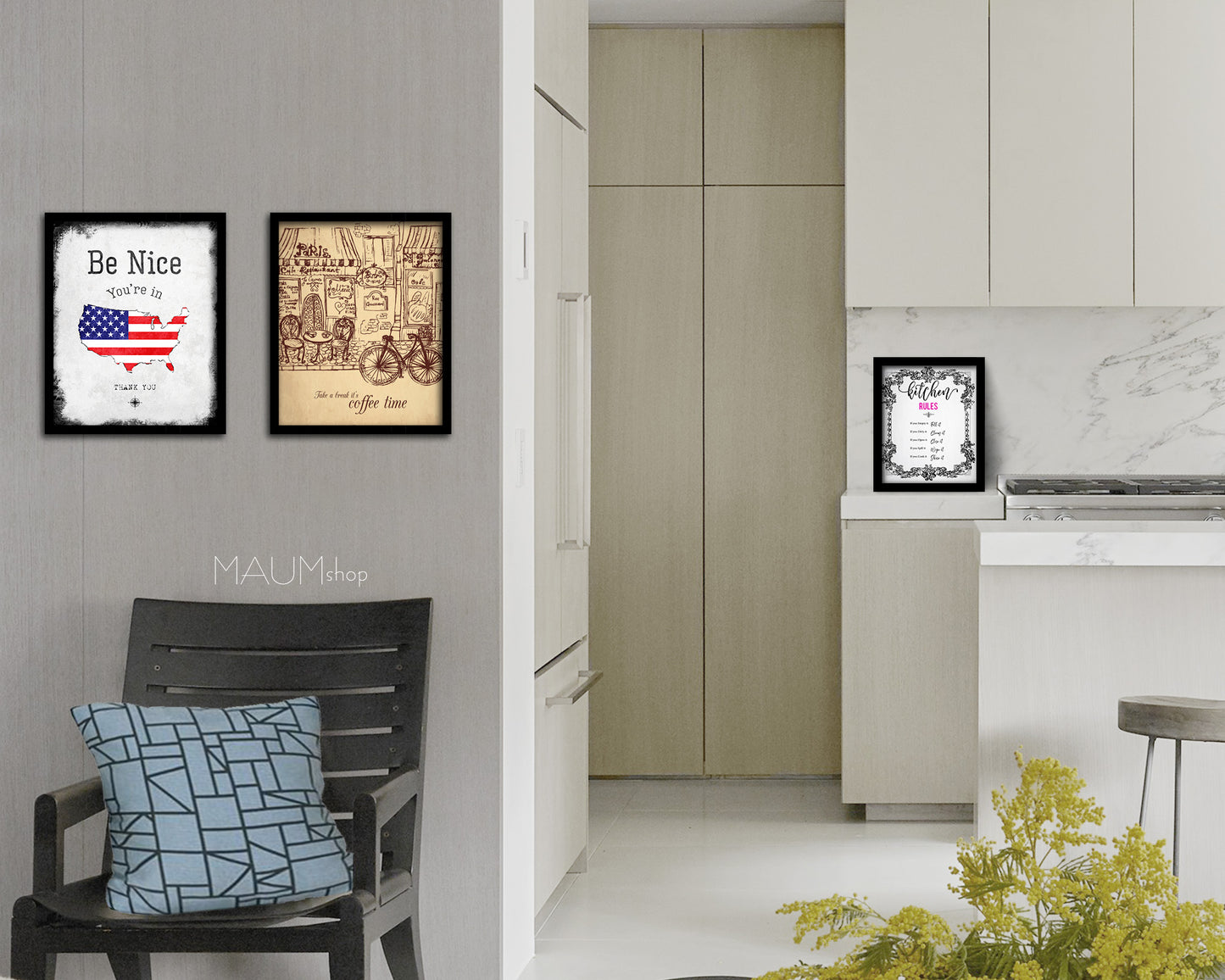 Take a break it's coffee time Quote Framed Print Wall Decor Art Gifts