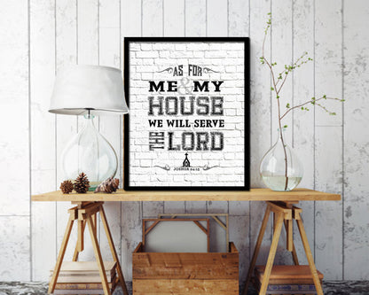 As for me & my house, we will serve the Lord Quote Wood Framed Print Home Decor Wall Art Gifts