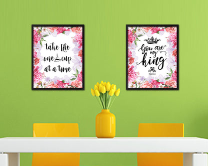 Take life one cup at a time Quote Framed Artwork Print Wall Decor Art Gifts