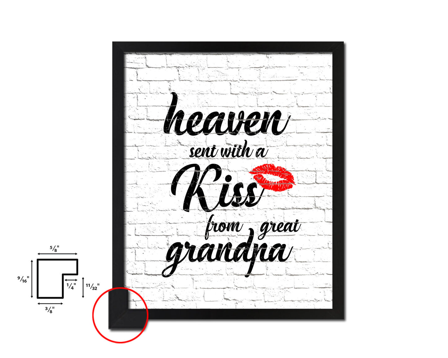 Heaven sent with a kiss from great grandma Quote Framed Print Wall Art Decor Gifts