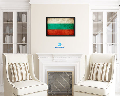 Bulgaria Country Vintage Flag Wood Framed Print Wall Art Decor Gifts