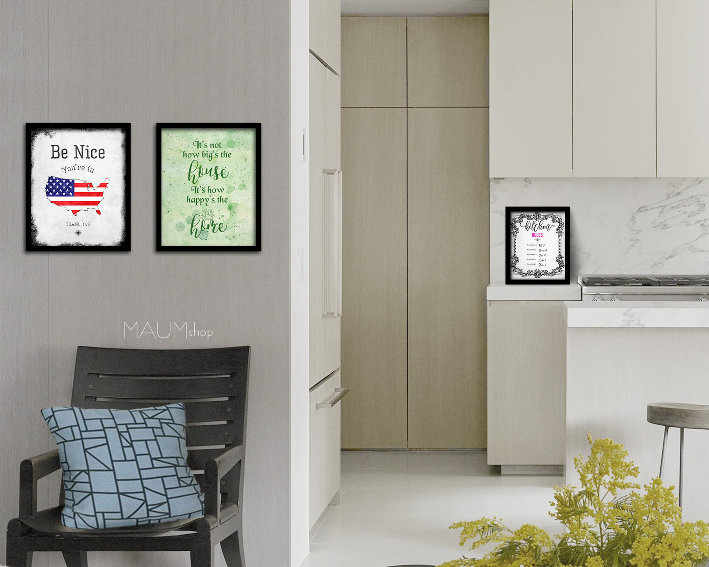 It's not how big's the house It's how happy's the home Quote Framed Print Wall Decor Art Gifts