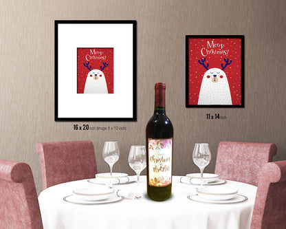 Merry Christmas-Deer Holiday Season Gifts Wood Framed Print Home Decor Wall Art