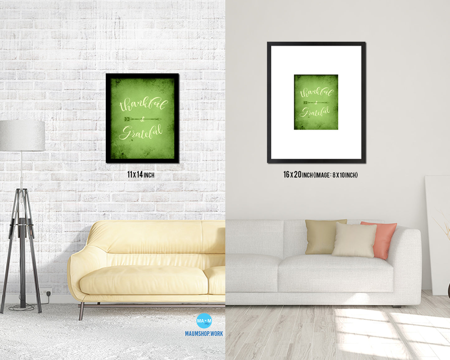 Thankful & grateful Quote Framed Print Wall Decor Art Gifts